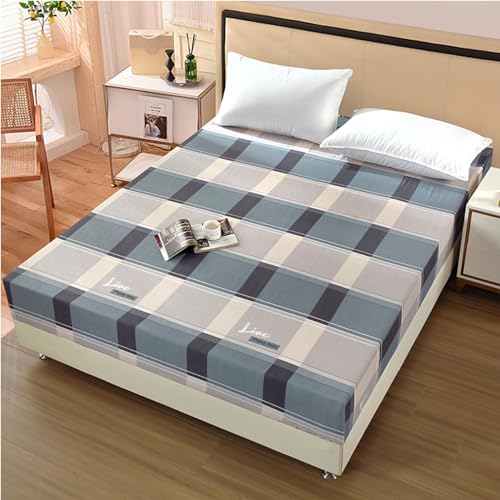 DOTBUY-SHOP Spannbettlaken 180x200cm-30cm Tief Bettlaken,Karierte Streifen Atmungsaktive Bettwäsche aus Gebürsteter Mikrofaser,Mit Gummizug Farbecht für Boxspring (Grau,200x200cm) von DOTBUY-SHOP