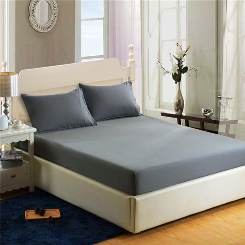 DOTBUY-SHOP Spannbettlaken 90x200cm - 30 cm Tief Bettlaken, Atmungsaktive Bettwäsche aus Gebürsteter Mikrofaser, Mit Gummizug Farbecht für Boxspring- und Wasserbetten (Grau,90x200cm) von DOTBUY-SHOP