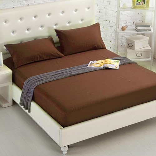 DOTBUY-SHOP Spannbettlaken 90x200cm - 30 cm Tief Bettlaken, Atmungsaktive Bettwäsche aus Gebürsteter Mikrofaser, Mit Gummizug Farbecht für Boxspring- und Wasserbetten (Kaffee,90x200cm) von DOTBUY-SHOP