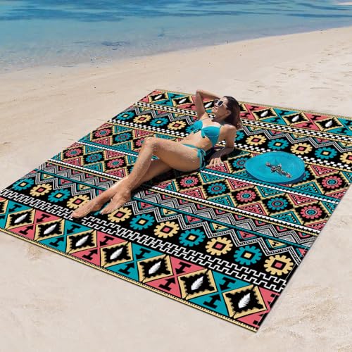 DOTBUY-SHOP Stranddecke Groß, Stranddecke Sandfrei, Picknickdecke Wasserdicht, Tragbare Faltbar Strandmatte, Schnelltrocknend Outdoor Picknickmatte für Camping (Böhmen 5,150x150cm) von DOTBUY-SHOP