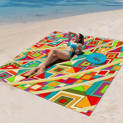 DOTBUY-SHOP Stranddecke Groß, Stranddecke Sandfrei, Picknickdecke Wasserdicht, Tragbare Faltbar Strandmatte, Schnelltrocknend Outdoor Picknickmatte für Camping (Böhmen 8,200x200cm) von DOTBUY-SHOP