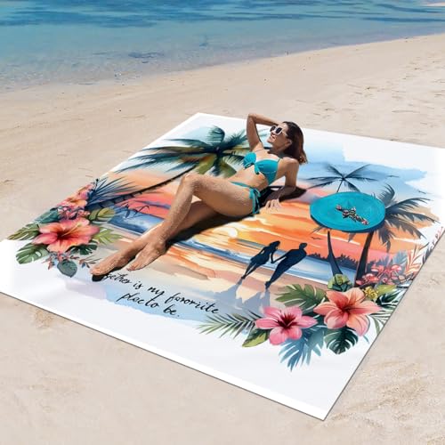 DOTBUY-SHOP Stranddecke Groß, Stranddecke Sandfrei, Picknickdecke Wasserdicht, Tragbare Faltbar Strandmatte, Schnelltrocknend Outdoor Picknickmatte für Camping (Strand 2,200x200cm) von DOTBUY-SHOP
