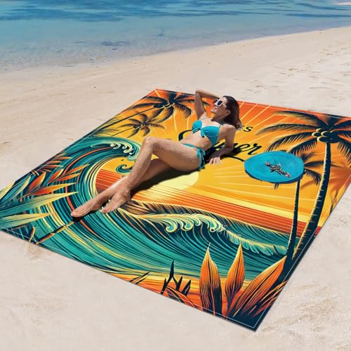 DOTBUY-SHOP Stranddecke Groß, Stranddecke Sandfrei, Picknickdecke Wasserdicht, Tragbare Faltbar Strandmatte, Schnelltrocknend Outdoor Picknickmatte für Camping (Strand 3,150x150cm) von DOTBUY-SHOP