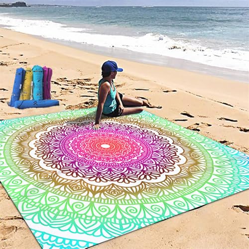 DOTBUY-SHOP Stranddecke Groß, Stranddecke Sandfrei, Picknickdecke Wasserdicht, Tragbare Faltbar Strandmatte, Schnelltrocknend Outdoor Picknickmatte für Wandern (Grüner Farbverlauf,200x240cm) von DOTBUY-SHOP