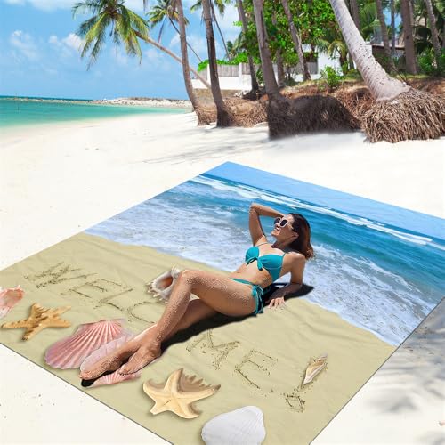 DOTBUY-SHOP Stranddecke Groß, Stranddecke Sandfrei, Picknickdecke Wasserdicht, Tragbare Faltbar Strandmatte, Schnelltrocknend Outdoor Picknickmatte für Wandern (Strand,200x200cm) von DOTBUY-SHOP