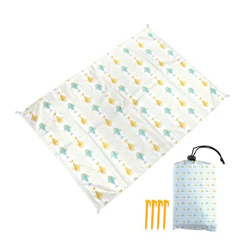 DOTBUY-SHOP Stranddecke Groß, Stranddecke Sandfrei, Picknickdecke Wasserdicht, Tragbare Faltbar Strandmatte, Schnelltrocknend Outdoor Picknickmatte für Wandern Camping (Fisch,140x150cm) von DOTBUY-SHOP