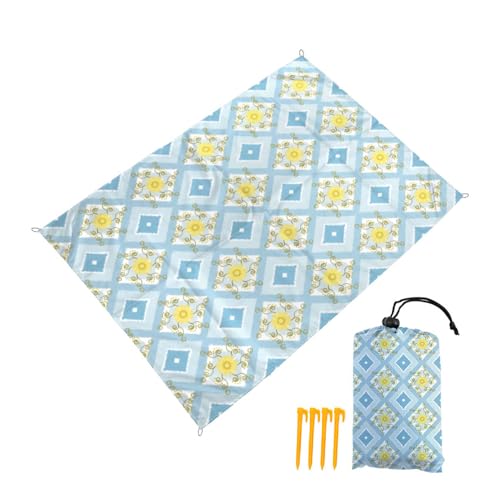 DOTBUY-SHOP Stranddecke Groß, Stranddecke Sandfrei, Picknickdecke Wasserdicht, Tragbare Faltbar Strandmatte, Schnelltrocknend Outdoor Picknickmatte für Wandern Camping (Retro,100x140cm) von DOTBUY-SHOP