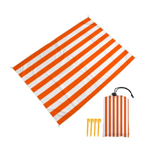DOTBUY-SHOP Stranddecke Groß, Stranddecke Sandfrei, Picknickdecke Wasserdicht, Tragbare Strandmatte, Schnelltrocknend Outdoor Picknickmatte für Wandern Camping -Streifen (Orange,140x200cm) von DOTBUY-SHOP