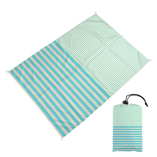 DOTBUY-SHOP Stranddecke Groß, Stranddecke Sandfrei Bunte Streifen Picknickdecke Wasserdicht, Tragbare Faltbar Strandmatte Picknickmatte für Camping (Aqua Grün 1,140x200cm) von DOTBUY-SHOP