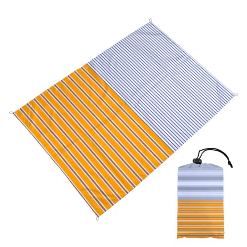 DOTBUY-SHOP Stranddecke Groß, Stranddecke Sandfrei Bunte Streifen Picknickdecke Wasserdicht, Tragbare Faltbar Strandmatte Picknickmatte für Camping (Blau Orange 1,180x200cm) von DOTBUY-SHOP