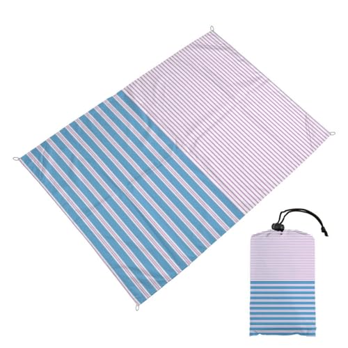 DOTBUY-SHOP Stranddecke Groß, Stranddecke Sandfrei Bunte Streifen Picknickdecke Wasserdicht, Tragbare Faltbar Strandmatte Picknickmatte für Camping (Blau Rosa 1,180x200cm) von DOTBUY-SHOP