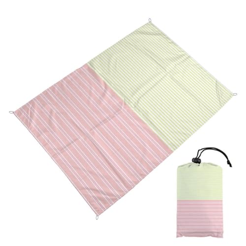 DOTBUY-SHOP Stranddecke Groß, Stranddecke Sandfrei Bunte Streifen Picknickdecke Wasserdicht, Tragbare Faltbar Strandmatte Picknickmatte für Camping (Gelb Rosa 1,180x200cm) von DOTBUY-SHOP