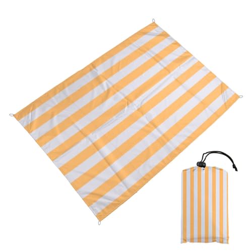 DOTBUY-SHOP Stranddecke Groß, Stranddecke Sandfrei Bunte Streifen Picknickdecke Wasserdicht, Tragbare Faltbar Strandmatte Picknickmatte für Camping (Khaki,140x200cm) von DOTBUY-SHOP