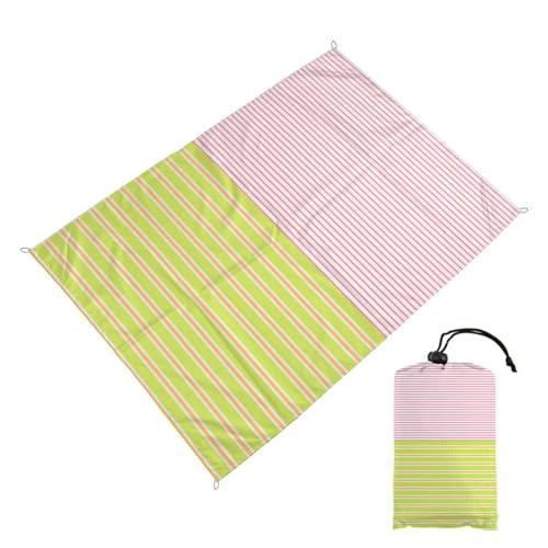 DOTBUY-SHOP Stranddecke Groß, Stranddecke Sandfrei Bunte Streifen Picknickdecke Wasserdicht, Tragbare Faltbar Strandmatte Picknickmatte für Camping (Kurkuma Rosa 1,200x210cm) von DOTBUY-SHOP