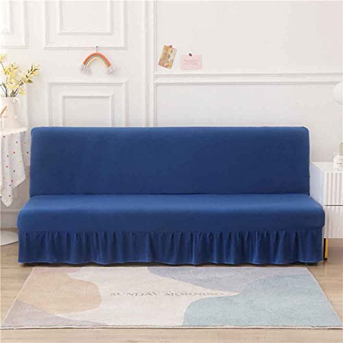 DOTBUY-SHOP Stretch Ohne Armlehne Sofahusse Mit Rock, Milchfaser Antirutsch Sofa Abdeckung Sofa Überzug Armloser Möbel Protector (190-220cm,Navy blau) von DOTBUY-SHOP