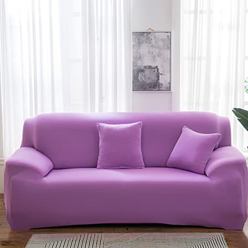 DOTBUY-SHOP Stretch Sofa Überzug, Elastische Couch überzug 1 2 3 4 Sitzer Stretchbezug Sofabezug Universal Sofa Cover Einfarbig Sofaschoner Möbelschutz (235-300cm,Lavendel lila) von DOTBUY-SHOP