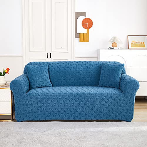 DOTBUY-SHOP Stretch Sofa Überzug, Elastische Jacquard Couch Überzug 4/3/2/1 Sitzer Stretchbezug Sofabezug Universal Sofa Cover Sofaschoner Möbelschutz (Blau,185-230cm) von DOTBUY-SHOP