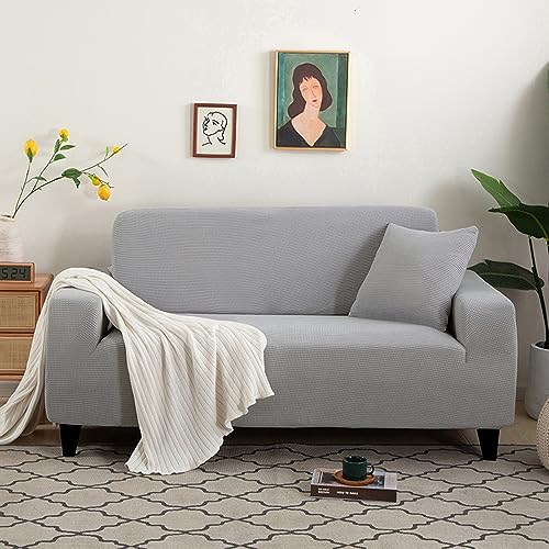 DOTBUY-SHOP Stretch Sofa Überzug - Elastische Wasserdicht Couch Überzug 4/3/2/1 Sitzer Stretchbezug Sofabezug Universal Sofa Cover Sofaschoner Möbelschutz (185-230cm,Hellgrau) von DOTBUY-SHOP