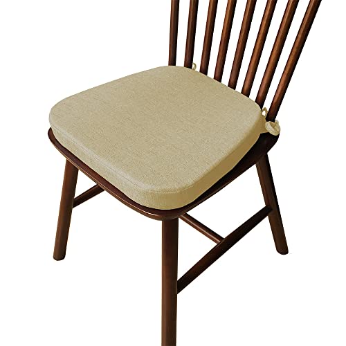 DOTBUY-SHOP Stuhlkissen mit Bändern, Leinen rutschfeste Sitzkissen Stuhl Abnehmbarem Waschbar Sitzpolster Sitzauflage für Gartenstuhl Gartenbank Terrasse Indoor Outdoor (Beige,43x42x3cm) von DOTBUY-SHOP