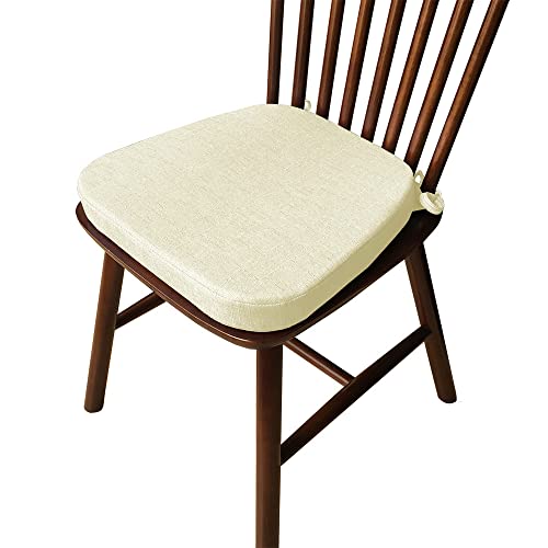 DOTBUY-SHOP Stuhlkissen mit Bändern, Leinen rutschfeste Sitzkissen Stuhl Abnehmbarem Waschbar Sitzpolster Sitzauflage für Gartenstuhl Gartenbank Terrasse Indoor Outdoor (Creme,43x42x5cm) von DOTBUY-SHOP