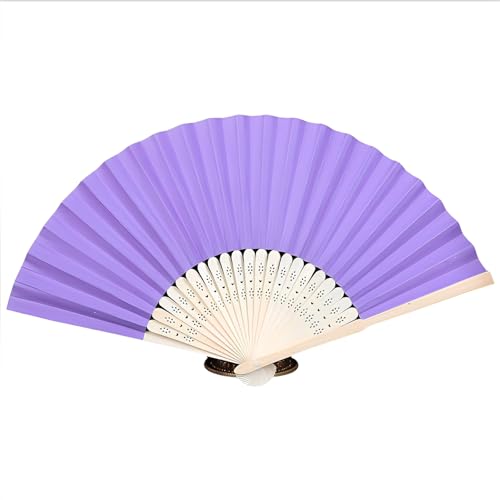 DOTBUY-SHOP Volltonfarbe Faltbare Fächer,Chinesischer Handfächer Fächer Klein Holz,Klassischer Fecher Sommer,für Geburtstagsgeschenk,Tanzen,Cosplay,Party,Requisiten-Dekoration (Lila,5 Stück) von DOTBUY-SHOP