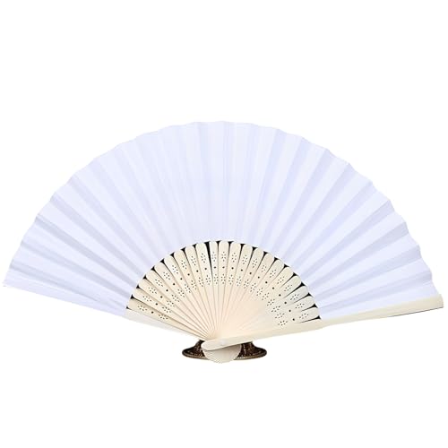 DOTBUY-SHOP Volltonfarbe Faltbare Fächer,Chinesischer Handfächer Fächer Klein Holz,Klassischer Fecher Sommer,für Geburtstagsgeschenk,Tanzen,Cosplay,Party,Requisiten-Dekoration (Weiß,8 Stück) von DOTBUY-SHOP