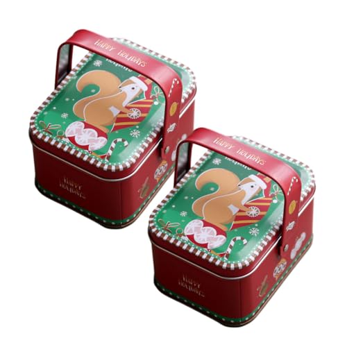 DOTBUY-SHOP Weihnachten Keksdose Gebäckdose Leere Blechdosen mit Deckel Vorratsdose Metallbox Geschenkdose Plätzchendose Süßigkeiten Behälter Dekorative Aufbewahrungsboxen (6er Set,Eichhörnchen) von DOTBUY-SHOP