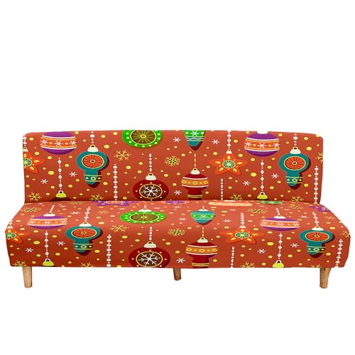 DOTBUY-SHOP Weihnachten Ohne Armlehne Sofahusse Stretch, Weich&Bequem Antirutsch Sofa Abdeckung, Sofa Überzug Armloser Möbel Protector (160-190cm,Helles Orange) von DOTBUY-SHOP