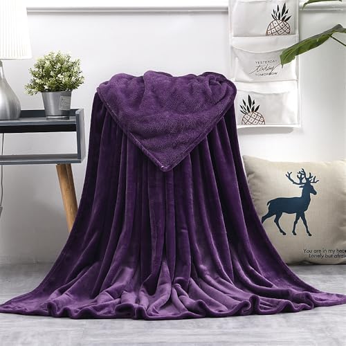 DOTBUY-SHOP Wendbar Flanell Decken, Flauschig Kuscheldecke,Weich und Bequem Fleecedecke- Sofadecke, Vielseitig Winterliche Wärme Decke, Kuscheldecke für Sofas Betten Reisen (180x200cm,Violett) von DOTBUY-SHOP