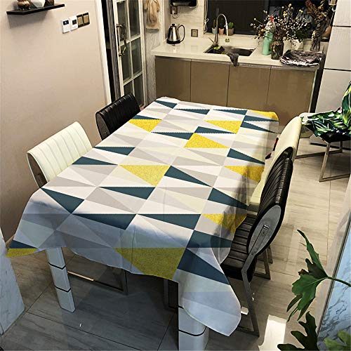 Tischdecke Abwaschbar, DOTBUY Wasserabweisende Tischdecke Rechteckig Abwischbare Wachstuch für Desktop Dekorative Tuch Hotel Bankett Party Garten (Farbblockdreieck,140x160cm) von DOTBUY-SHOP