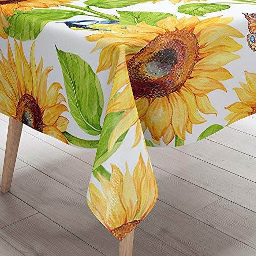 Tischdecke Abwaschbar, DOTBUY Wasserabweisende Tischdecke Rechteckig Abwischbare Wachstuch für Desktop Dekorative Tuch Hotel Bankett Party Garten (Herrliche Sonnenblume,140x200cm) von DOTBUY-SHOP