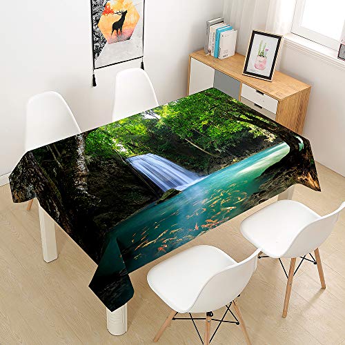 Tischdecke Abwaschbar, DOTBUY Wasserabweisende Tischdecke Rechteckig Abwischbare Wachstuch für Desktop Dekorative Tuch Hotel Bankett Party Garten (Fluss,90x90cm) von DOTBUY -Shop