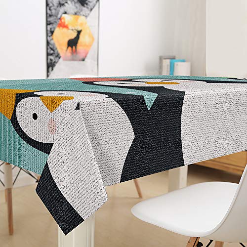 3D Tischdecke Abwaschbar, DOTBUY Wasserabweisende Tischdecke Rechteckig Abwischbare Wachstuch für Desktop Dekorative Tuch Hotel Bankett Party Garten (Gestreifter Pinguin,60x60cm) von DOTBUY-shop