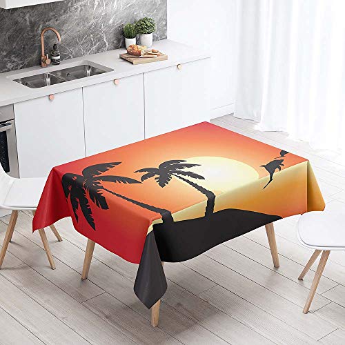 Tischdecke Abwaschbar, DOTBUY Hawaiianische Kokosnuss Wasserabweisende Tischdecke Rechteckig Abwischbare Wachstuch für Desktop Dekorative Tuch Hotel Bankett Party Garten (A,140x240cm) von DOTBUY-shop