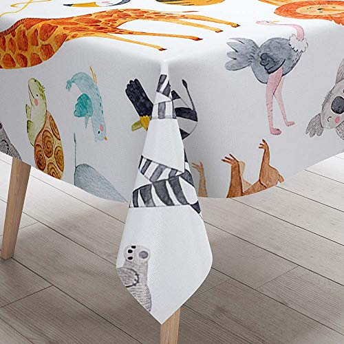 Tischdecke Abwaschbar, DOTBUY Kinder Wasserabweisende Tischdecke Rechteckig Abwischbare Wachstuch für Desktop Dekorative Tuch Hotel Bankett Party Garten (Tierdruck,60x60cm) von DOTBUY-shop