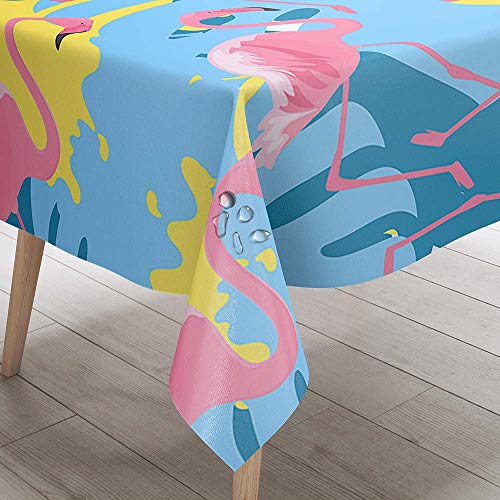 Tischdecke Abwaschbar, DOTBUY Wasserabweisende Tischdecke Rechteckig Abwischbare Wachstuch für Desktop Dekorative Tuch Hotel Bankett Party Garten (Blau Gelb,100x140cm) von DOTBUY-shop