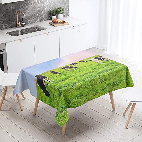 Tischdecke Abwaschbar, DOTBUY Wasserabweisende Tischdecke Rechteckig Abwischbare Wachstuch für Desktop Dekorative Tuch Hotel Bankett Party Garten (Das Vieh,140x140cm) von DOTBUY-shop