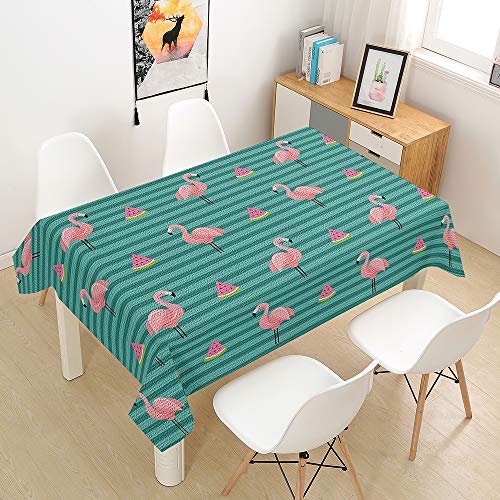 Tischdecke Abwaschbar, DOTBUY Wasserabweisende Tischdecke Rechteckig Abwischbare Wachstuch für Desktop Dekorative Tuch Hotel Bankett Party Garten (Rosa Flamingo,100x140cm) von DOTBUY-shop