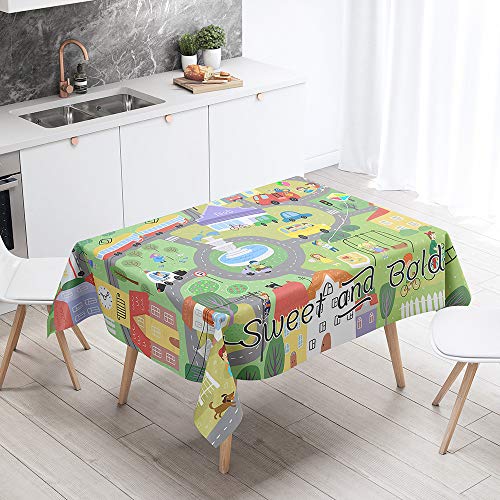 Tischdecke Abwaschbar, DOTBUY Wasserabweisende Tischdecke Rechteckig Abwischbare Wachstuch für Desktop Dekorative Tuch Hotel Bankett Party Garten (Straße,140x180cm) von DOTBUY-shop