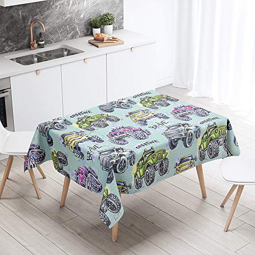 Tischdecke Abwaschbar, DOTBUY Wasserabweisende Tischdecke Rechteckig Abwischbare Wachstuch für Desktop Dekorative Tuch Hotel Bankett Party Garten (Wagen,60x60cm) von DOTBUY-shop