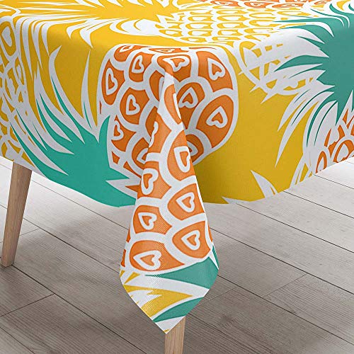 Tischdecke Abwaschbar Garten, DOTBUY Wasserabweisende Tischdecke Rechteckig Abwischbare Wachstuch Desktop Dekorative Tuch Hotel Bankett Party (Goldene Ananas,140x160cm) von DOTBUY-shop