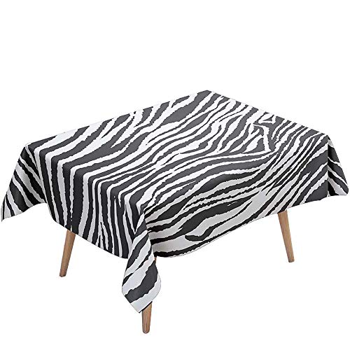 Tischdecke Abwaschbar Wasserdicht Abwischbar Schmutzabweisend, DOTBUY 3D Rechteckige Tischtuch Eckig Tischwäsche für Home Küche Garten Dekoration mit 4 klammern (Zebra,100x140cm) von DOTBUY-shop