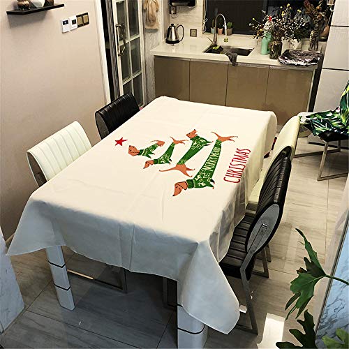 Weihnachtstischdecke Tischdecke Wasserabweisend Lotuseffekt, DOTBUY Weihnachten Tischtuch mit Lustigen Elchen Eyecatcher in Winter Weihnachten (Dackel,90x90cm) von DOTBUY-shop