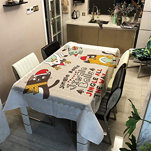 Weihnachtstischdecke Tischdecke Wasserabweisend Lotuseffekt, DOTBUY Weihnachten Tischtuch mit Lustigen Elchen Eyecatcher in Winter Weihnachten (Hund,100x140cm) von DOTBUY-shop