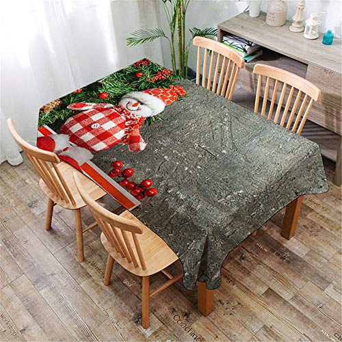 Weihnachtstischdecke Tischdecke Wasserabweisend Lotuseffekt, DOTBUY Weihnachten Tischtuch mit Lustigen Elchen Eyecatcher in Winter Weihnachten (Schneemann 2,100x140cm) von DOTBUY-shop