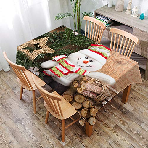 Weihnachtstischdecke Tischdecke Wasserabweisend Lotuseffekt, DOTBUY Weihnachten Tischtuch mit Lustigen Elchen Eyecatcher in Winter Weihnachten (Schneemann 3,100x140cm) von DOTBUY-shop