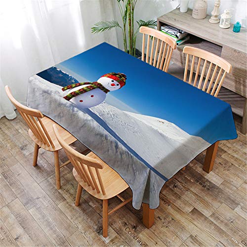 Weihnachtstischdecke Tischdecke Wasserabweisend Lotuseffekt, DOTBUY Weihnachten Tischtuch mit Lustigen Elchen Eyecatcher in Winter Weihnachten (Schneemann 4,90x90cm) von DOTBUY-SHOP