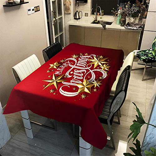Weihnachtstischdecke Tischdecke Wasserabweisend Lotuseffekt, DOTBUY Weihnachten Tischtuch mit Lustigen Elchen Eyecatcher in Winter Weihnachten (Star,140x160cm) von DOTBUY-shop