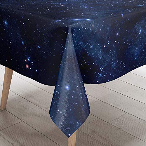 DOTBUY 3D Tischdecke Abwaschbar, Wasserabweisende Tischdecke Rechteckig Abwischbare Wachstuch für Desktop Dekorative Tuch Hotel Bankett Party Garten (Blauer Sternenhimmel,140x200cm) von DOTBUY