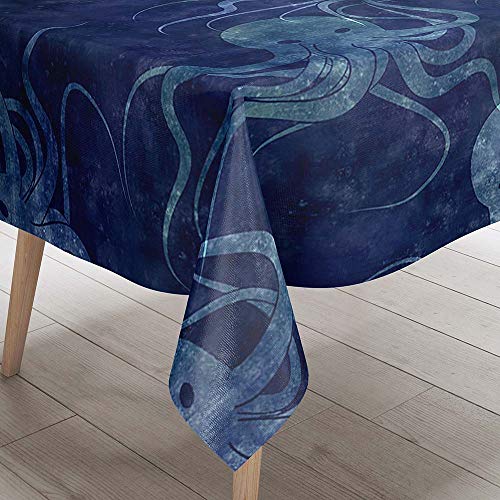 DOTBUY 3D Tischdecke Abwaschbar, Wasserabweisende Tischdecke Rechteckig Abwischbare Wachstuch für Desktop Dekorative Tuch Hotel Bankett Party Garten (Navy blau,140x220cm) von DOTBUY